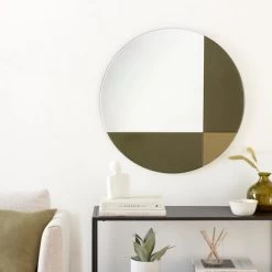 Dunelm Elements Round Coloured Glass Wall Mirror, 70cm