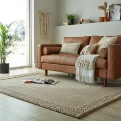 Dunelm Pebble Wool Border Rug