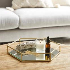 Dunelm Hexagonal Gold Tray