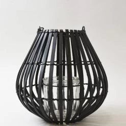 Dunelm Black Bamboo Small Lantern
