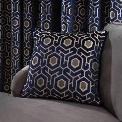 Dunelm Geo Cut Navy Velvet Cushion -Decorative Discount Store 30769443 alt02