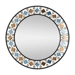 Dunelm Global Gem Edge Round Wall Mirror, Black 68cm -Decorative Discount Store 30771425 alt02