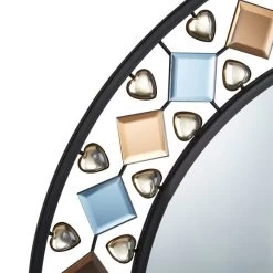 Dunelm Global Gem Edge Round Wall Mirror, Black 68cm -Decorative Discount Store 30771425 alt03