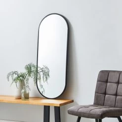 Dunelm Apartment Lozenge Wall Mirror, Black 35x95cm