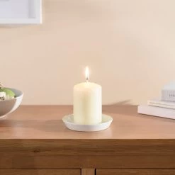 Dunelm Cream Pillar Candle 7.5cm X 10cm