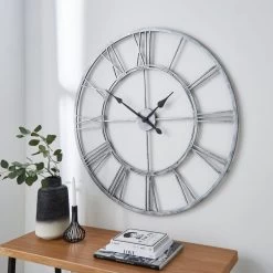 Dunelm Indoor Outdoor Skeleton Clock 100cm Chrome -Decorative Discount Store 30791945 alt01