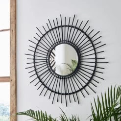 Dunelm Black Bamboo Mirror 80cm