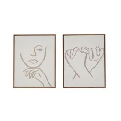 Dunelm Set Of 2 Capped Canvas Natural Line Drawing -Decorative Discount Store 30795587 alt02