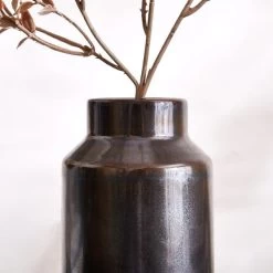 Dunelm Ceramic Vase 17cm Black -Decorative Discount Store 30796390 alt01