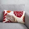 Dunelm Embroidered Tropical Red Leaf Cushion