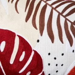 Dunelm Embroidered Tropical Red Leaf Cushion -Decorative Discount Store 30796413 alt03
