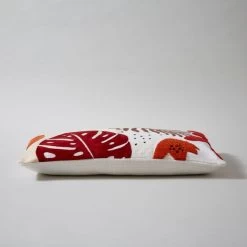 Dunelm Embroidered Tropical Red Leaf Cushion -Decorative Discount Store 30796413 alt04