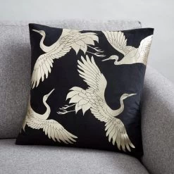 Dunelm Crane Foil Print Cushion