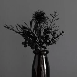 Dunelm Black Floral Arrangement In Glass 26cm -Decorative Discount Store 30796536 alt02