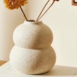 Dunelm Speckled Bud Vase 11cm White Sand -Decorative Discount Store 30796618 alt01