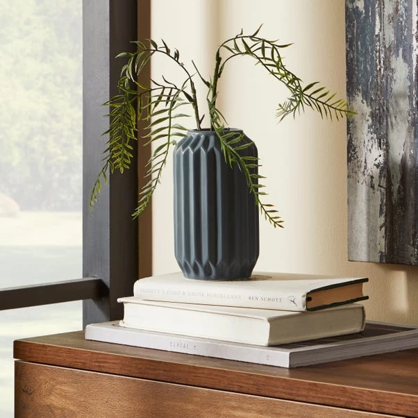 Dunelm Fluted Vase 14cm Pacific 1 Dunelm Fluted Vase 14cm Pacific