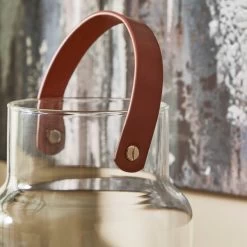 Dunelm Faux Leather Handled Lantern 16.5cm -Decorative Discount Store 30797988 alt01