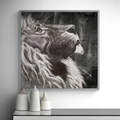 Dunelm Chalk Lion Framed Print