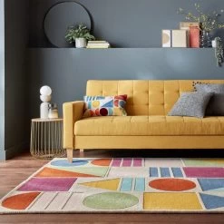 Dunelm Hex Geometric Wool Rug
