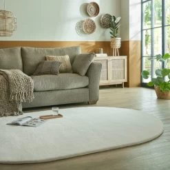 Dunelm Faux Fur Supersoft Lush Oval Rug